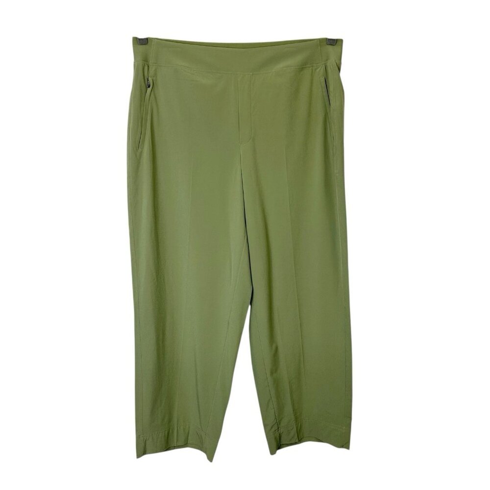 Athleta Brooklyn Heights Wide‎ Leg Pants Womens Size 18 Green High Rise Trousers